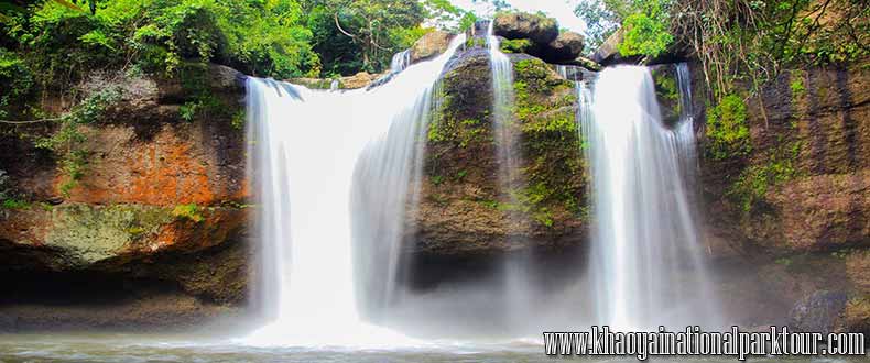 Beautiful Haew Suwat Waterfall was probably the most popular waterfall in Khao Yai National Park,Thailand. ,Khao Yai Tour 2 days 1 Night Tour from Bangkok